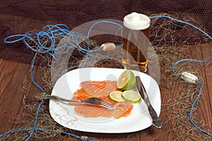 Still Life with sliced Ã¢â¬â¹Ã¢â¬â¹pickled salmon